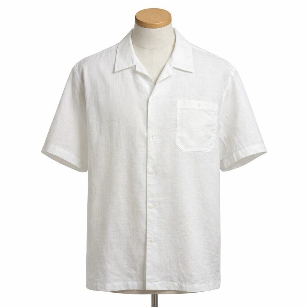 PJ Mark 100% Linen Men’s Short Sleeve Casual Beachy White Button Down Shirt 3X